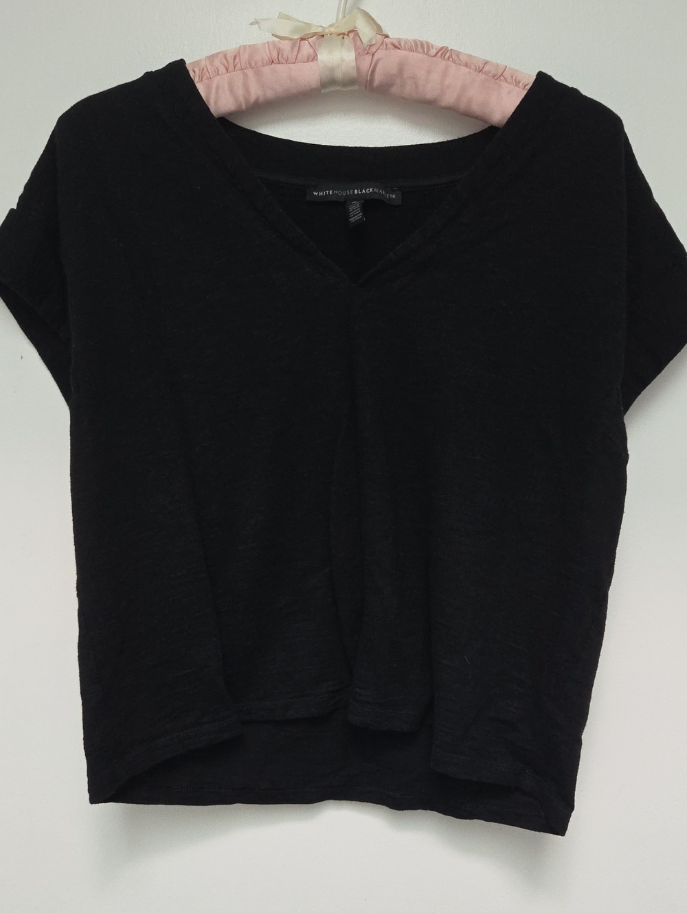 White House Black Market Black V-Neck Cap Sleeve Top